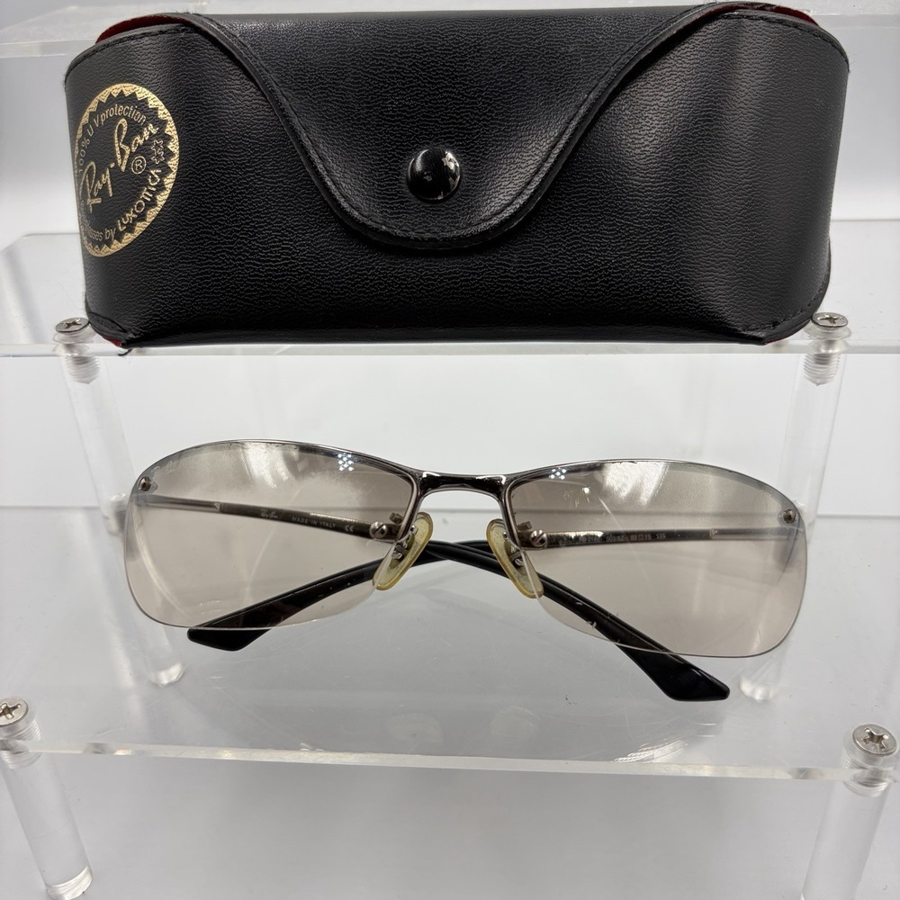 Ray-Ban RB3186 Men's Silver Metal Rectangle Sunglasses Brown Gradient Lens